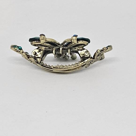 Elegant Crystal Hair Clip Turquoise Butterfly Flower Hair Crab Claw - Picture 5 of 7